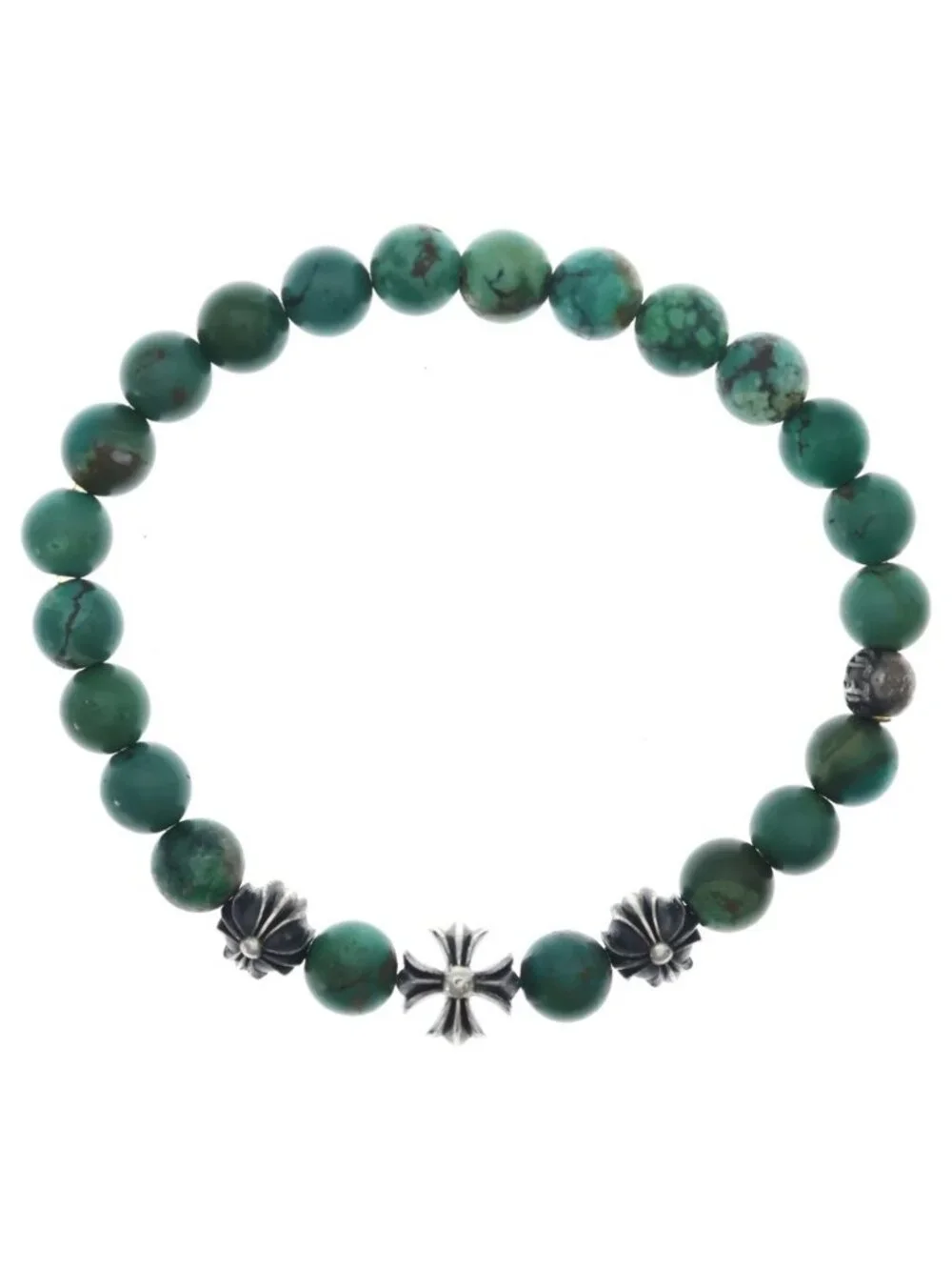Chrome Hearts Bead Bracelet 8 Blue Turquoise Silver